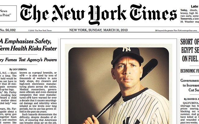 Une du New York Times du 31 mars 2013